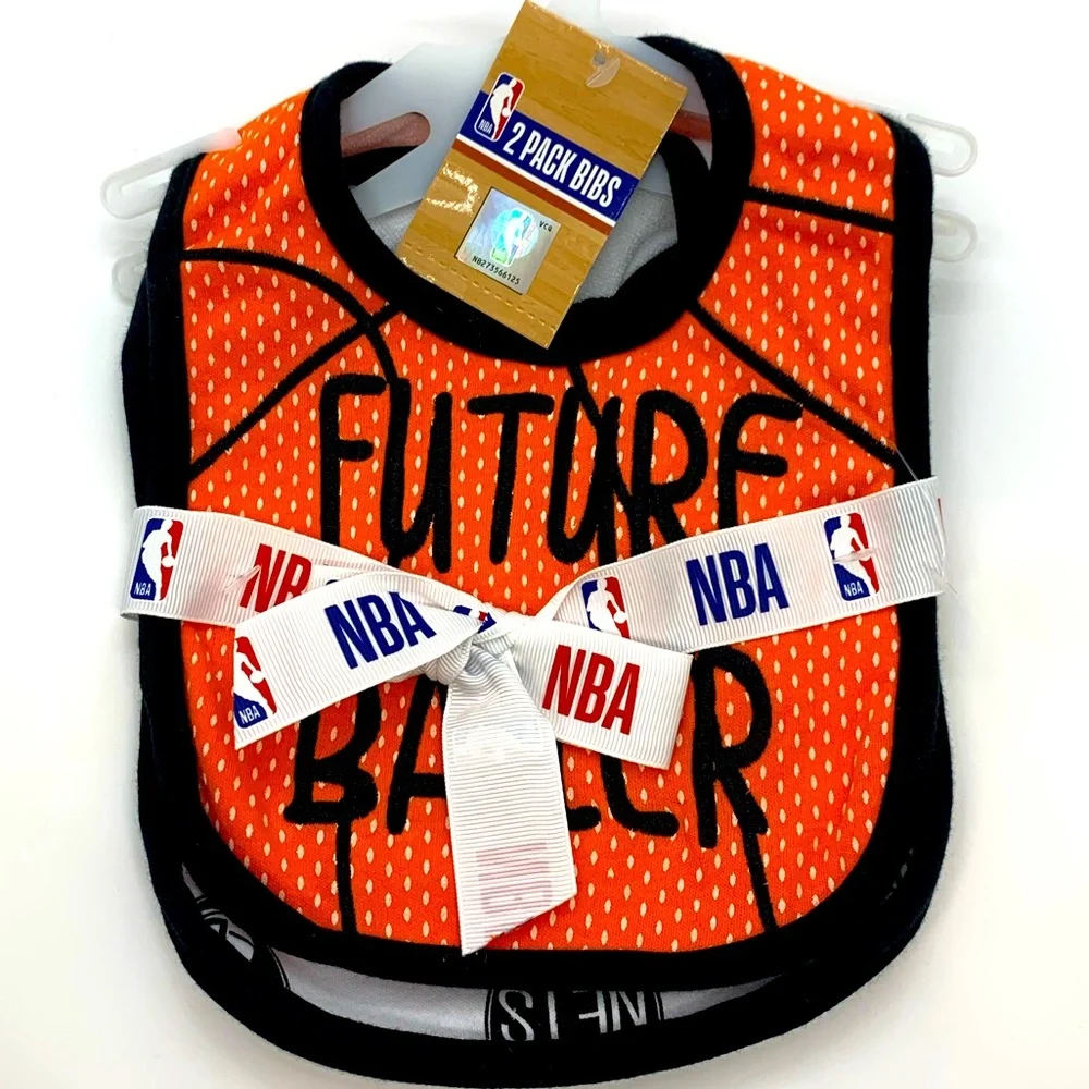 NBA NEW 2 Pack Future Baller Boys Girls Baby Bibs NETS Team Sports Brooklyn NYC